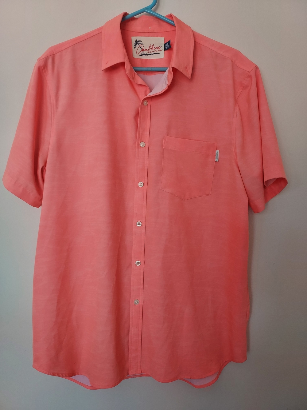 Chubbies Coral Creamsicle Short-Sleeve Button-Down Shirt Casual Comfort Large